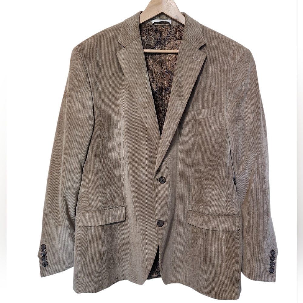 Chaps Tan Corduroy Blazer - Classic Two-Button Sportcoat Size 46R